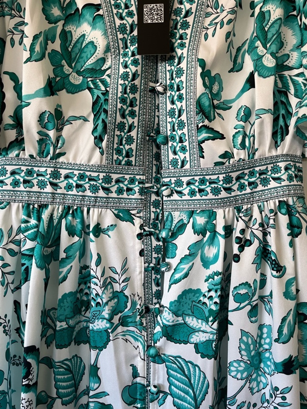 Lai Meng Five Cats Women's Puff Sleeve V-Neck Print Split Mini Dress, XS, NWT - Picture 3 of 13